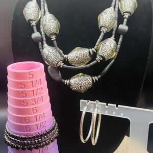 Chico's 3 Layer Necklace, 3 Bracelets, 1 Pair Of Earrings Bundle